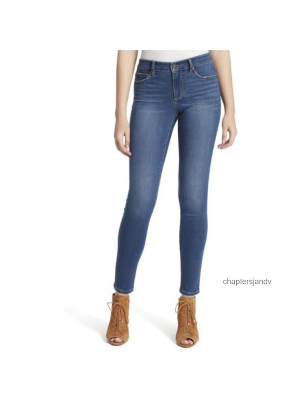 Mid Rise Skinny Jeans Faux Pockets 30 Inseam Casual Work